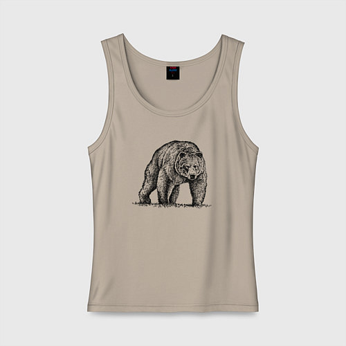 Женская майка Медведь серьезный / Миндальный – фото 1