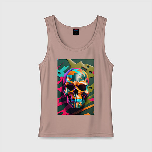 Женская майка Камуфляжный череп / Пыльно-розовый – фото 1