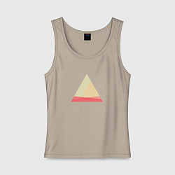 Майка женская хлопок Абстрактные цветные треугольники, цвет: миндальный