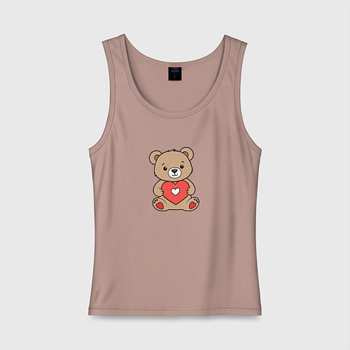 Женская майка Медвежонок с сердечком / Пыльно-розовый – фото 1