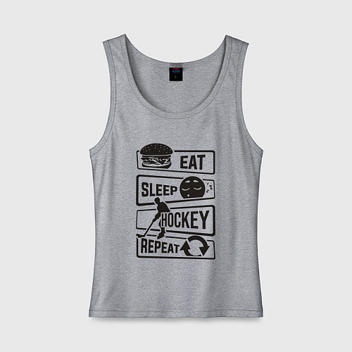 Женская майка Eat sleep hockey / Меланж – фото 1