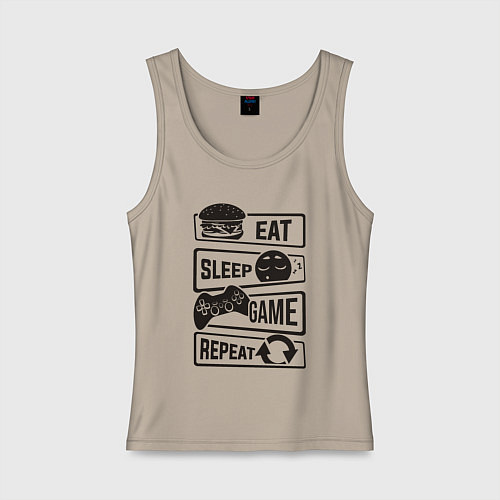 Женская майка Есть спать играть / Миндальный – фото 1