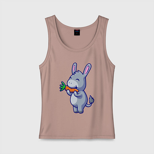 Женская майка Ослик ест морковку / Пыльно-розовый – фото 1