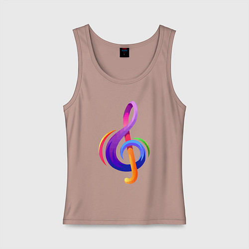 Женская майка Скрипичный ключ в цвете / Пыльно-розовый – фото 1