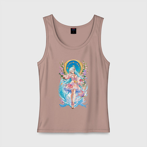 Женская майка Девушка в стиле аниме / Пыльно-розовый – фото 1