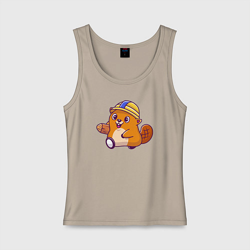 Женская майка Строитель бобёр / Миндальный – фото 1