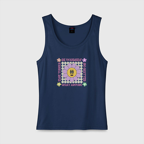 Женская майка Ромашка Ретро / Тёмно-синий – фото 1