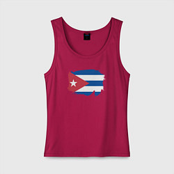 Майка женская хлопок Флаг Кубы, цвет: маджента
