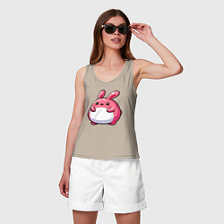 Майка женская хлопок Толстый розовый кролик, цвет: миндальный — фото 2