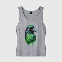 Майка женская хлопок Мудрость ворона, цвет: меланж