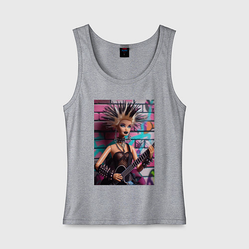 Женская майка Barbie - punk guitarist neural network / Меланж – фото 1