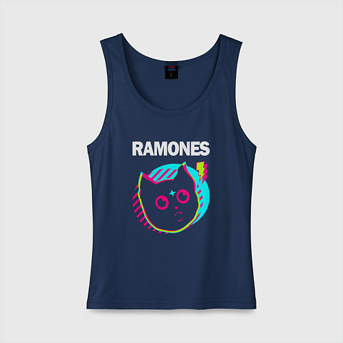 Женская майка Ramones rock star cat / Тёмно-синий – фото 1