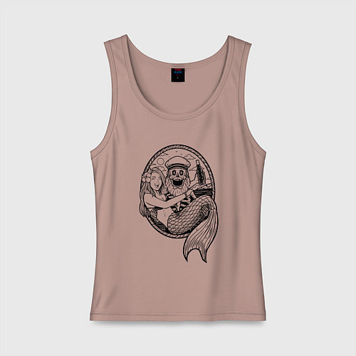 Женская майка Скелет и русалка / Пыльно-розовый – фото 1