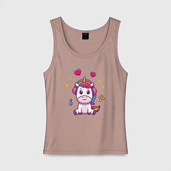 Женская майка Единорог в наушниках