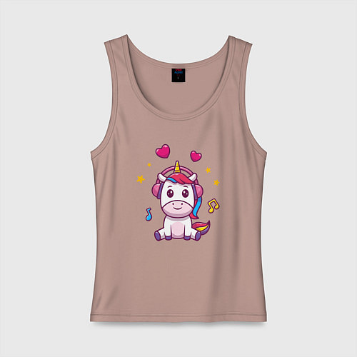 Женская майка Единорог в наушниках / Пыльно-розовый – фото 1