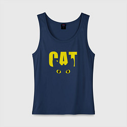 Майка женская хлопок Cat облик, цвет: тёмно-синий