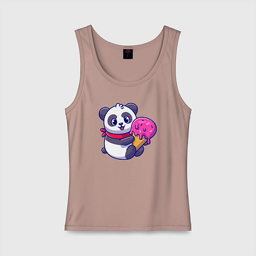 Женская майка Панда и мороженое / Пыльно-розовый – фото 1