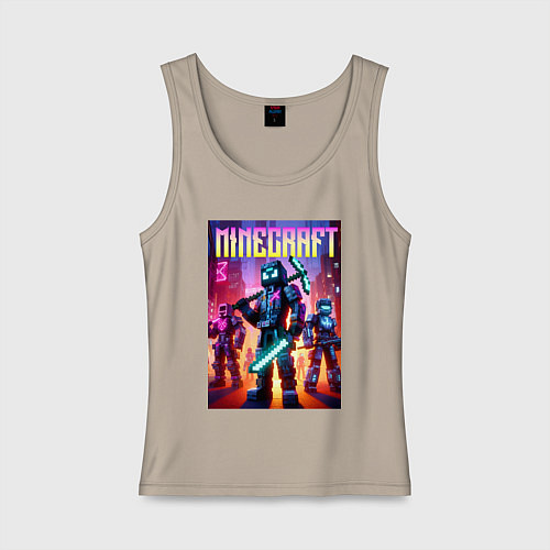 Женская майка Cyberpunk and Minecraft - ai art collaboration / Миндальный – фото 1