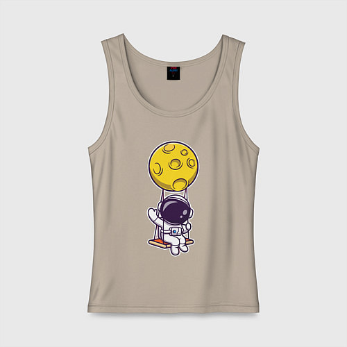 Женская майка Космонавт на качелях / Миндальный – фото 1