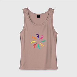 Майка женская хлопок Человечки, цвет: пыльно-розовый