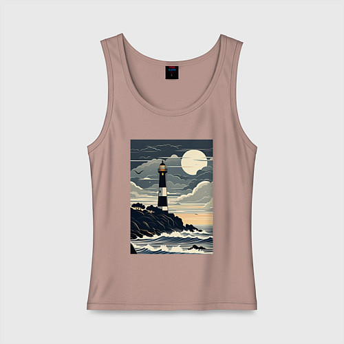 Женская майка Маяк в луном свете / Пыльно-розовый – фото 1