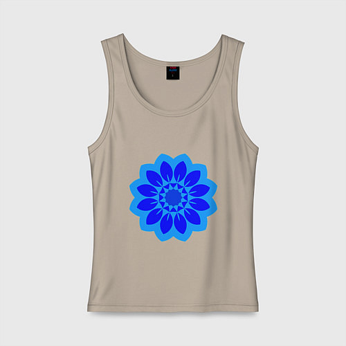 Женская майка Мандала - голубой цветок / Миндальный – фото 1