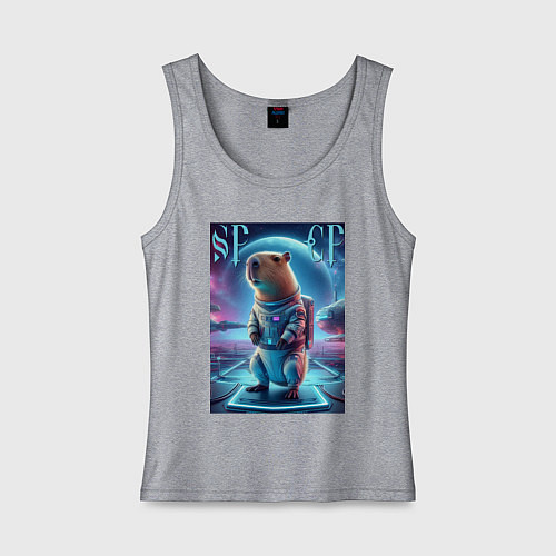 Женская майка Космонавт Каппи в скафандре - нейросеть / Меланж – фото 1