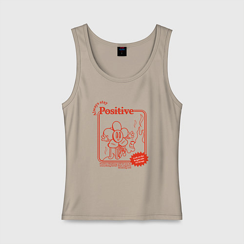 Женская майка Цветок Оставайся позитивным / Миндальный – фото 1