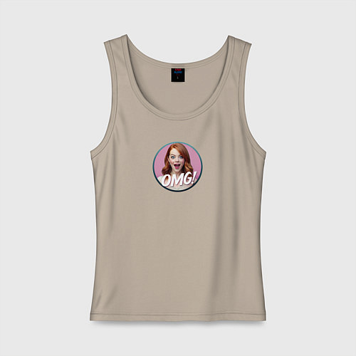 Женская майка Эмма Стоун шок / Миндальный – фото 1