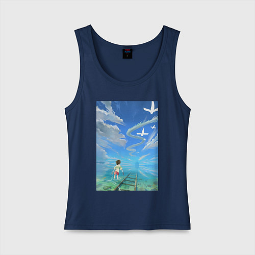 Женская майка Тихиро Огино Хаку / Тёмно-синий – фото 1