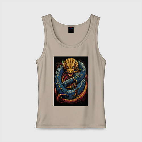 Женская майка Муай тай синий дракон / Миндальный – фото 1