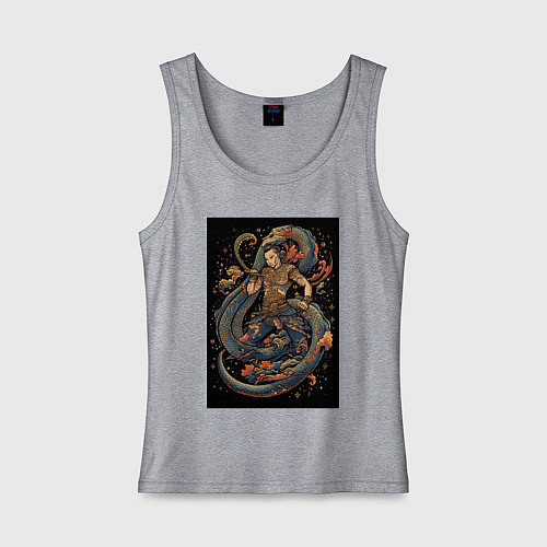 Женская майка Муай Тай боец и змея / Меланж – фото 1