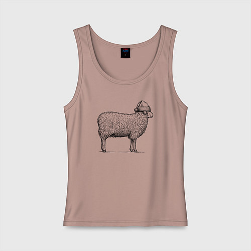 Женская майка Овечка новогодняя / Пыльно-розовый – фото 1