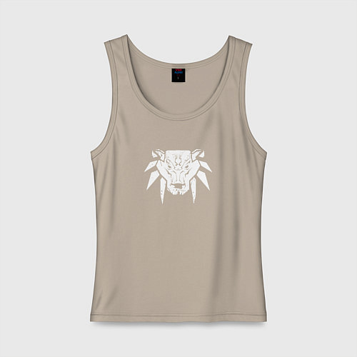 Женская майка Знак школы медведя с потертостями - Ведьмак 3 / Миндальный – фото 1