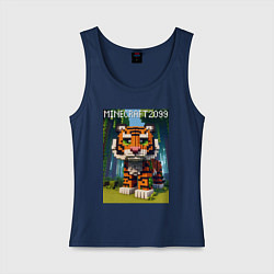 Майка женская хлопок Funny tiger cub - Minecraft, цвет: тёмно-синий