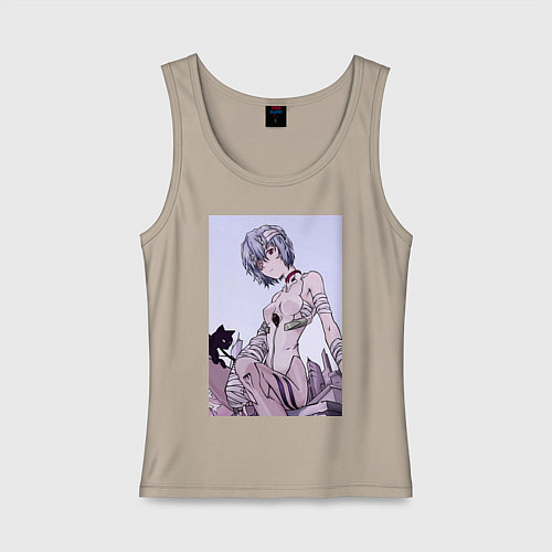 Женская майка Евангелион Рей Аянами кот / Миндальный – фото 1