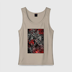 Майка женская хлопок Painkiller and demon - comix style, цвет: миндальный