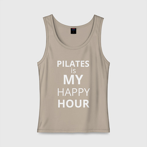 Женская майка Pilates is my happy hour -  пилатес мой любимый ча / Миндальный – фото 1