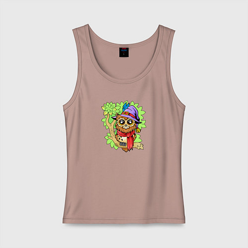 Женская майка Милая сова волшебник / Пыльно-розовый – фото 1