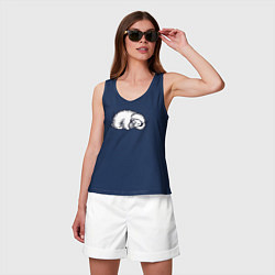 Майка женская хлопок Мишка с банкой мёда, цвет: тёмно-синий — фото 2