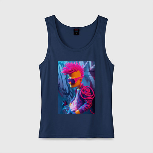 Женская майка Bart Simpson - punk / Тёмно-синий – фото 1