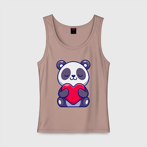Женская майка Панда и сердечко / Пыльно-розовый – фото 1