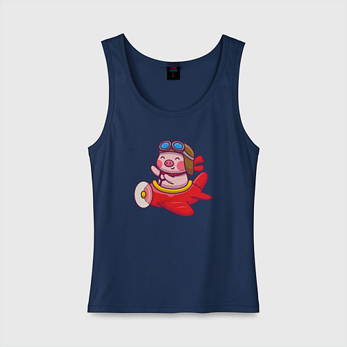 Женская майка Поросёнок авиатор / Тёмно-синий – фото 1