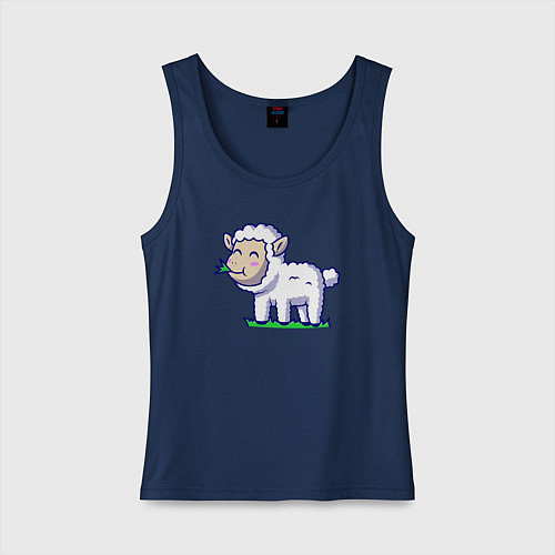 Женская майка Овечка на лугу / Тёмно-синий – фото 1