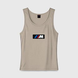 Майка женская хлопок BMW logo sport steel, цвет: миндальный