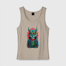 Майка женская хлопок Дизайнерская сова, цвет: миндальный