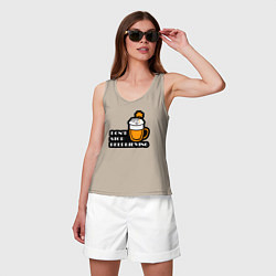 Майка женская хлопок Dont stop beerlieving, цвет: миндальный — фото 2