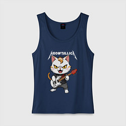 Майка женская хлопок Meowtallica rock, цвет: тёмно-синий