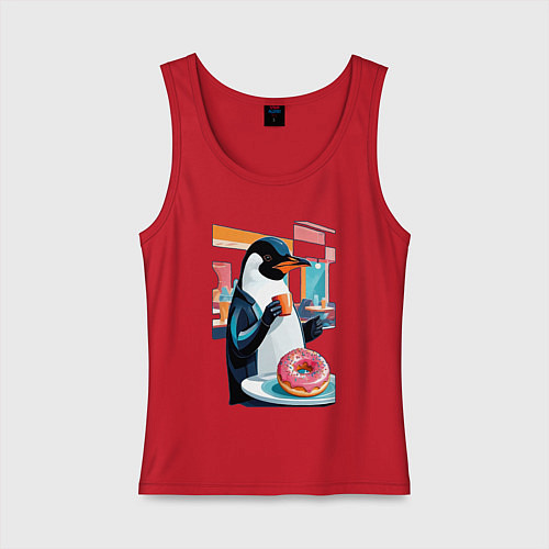 Женская майка Пончик для пингвина / Красный – фото 1