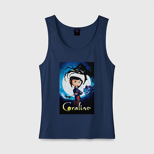 Женская майка Coraline Jones and cat / Тёмно-синий – фото 1